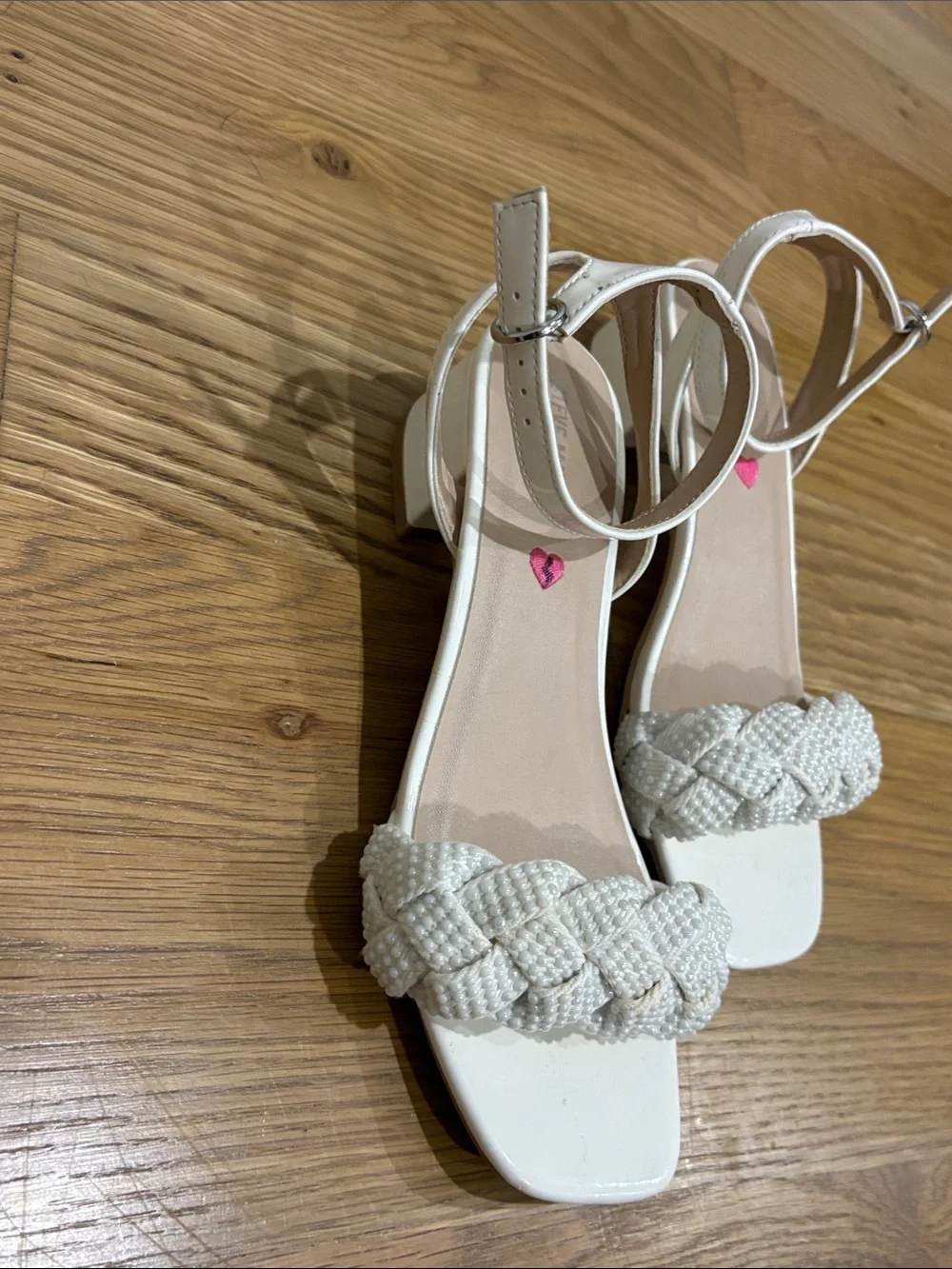 Steve Madden White Braided Ankle-Strap Sandals